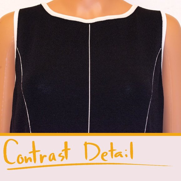 Contrast Detail Black Knit Sleeveless Blouse | Grace Dane Lewis | Size L - Picture 8 of 13